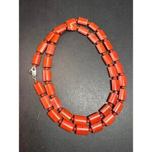 NEW Red jasper 30 inch necklace with sterling silver clasp